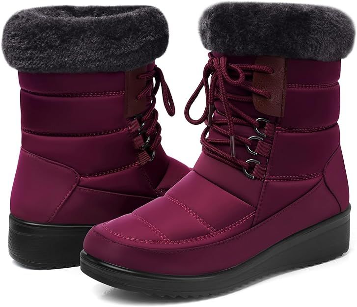 SHIBEVER Winter Snow Boots for Women: Warm Fur Lined Mid-Calf Booties Comfortable Waterproof Zipp... | Amazon (US)