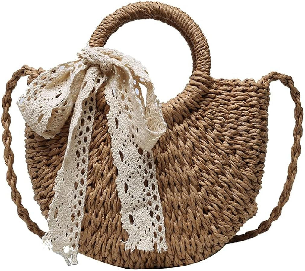 Summer 2026 straw bag beach woven purse for women Crossbody Shoulder Bags Top Handle Satchel Hand... | Amazon (US)