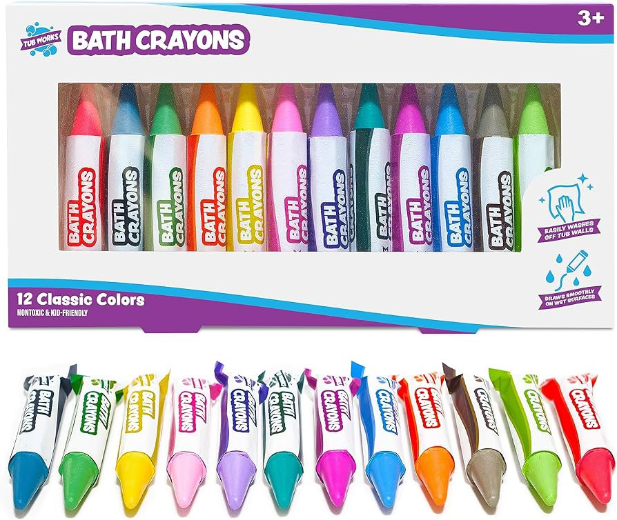 Tub Works™ Smooth™ Bath Crayons Bath Toy, 12 Pack | Nontoxic, Washable Bath Crayons for Toddl... | Amazon (US)