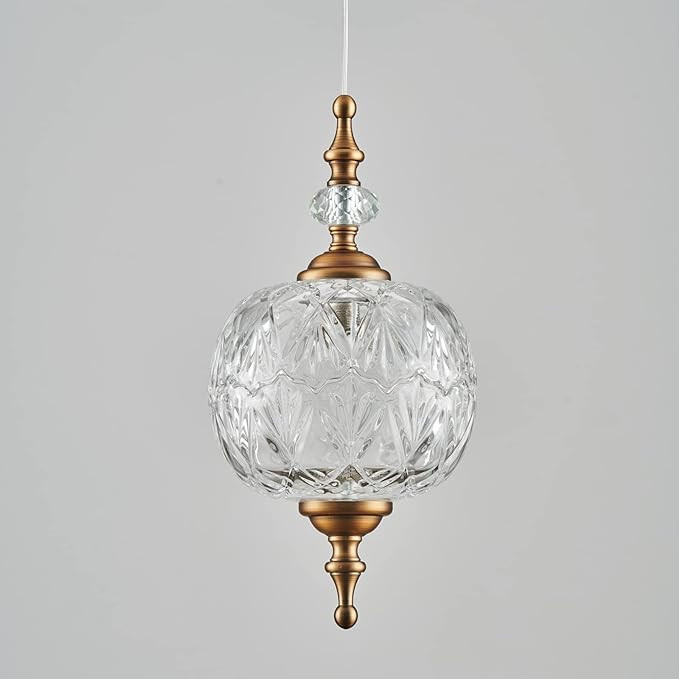 TLOLGT Antique Adjustable Pendant Light Fixtures Delicate Decorative Pattern Glass Ceiling Pendan... | Amazon (US)