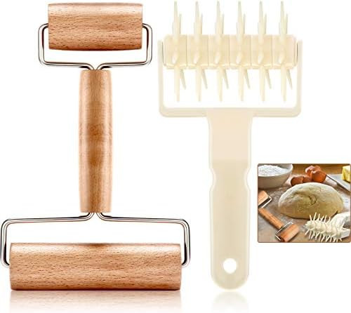 2 Pieces Pizza Plastic Dough Docker Wood Pastry Pizza Roller, Time-Saver Pizza Dough Roller Docker f | Amazon (US)