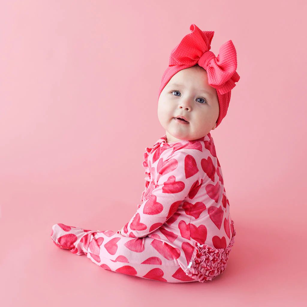 Hearts Pink Baby Footie Pajamas | Queen of Posh | Posh Peanut
