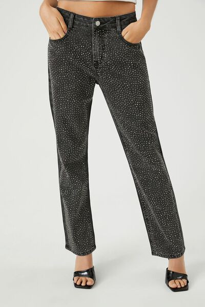 Rhinestone Straight-Leg Jeans | Forever 21 (US)