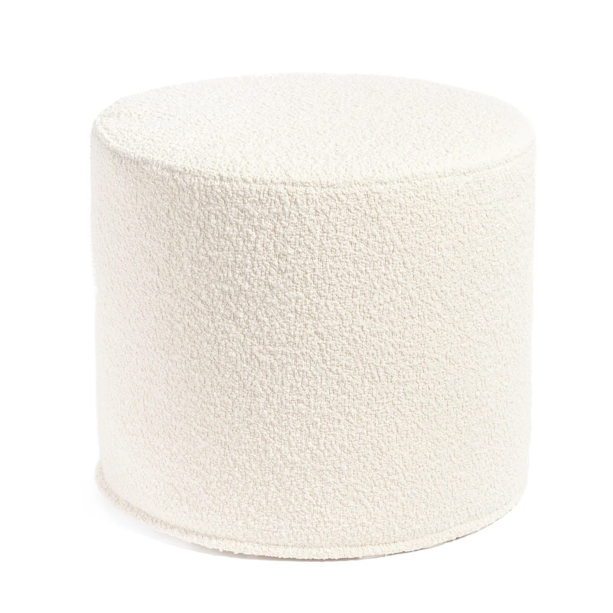 Cambie Boucle 18x16 Round Ottoman, Chalk | Tonic Living