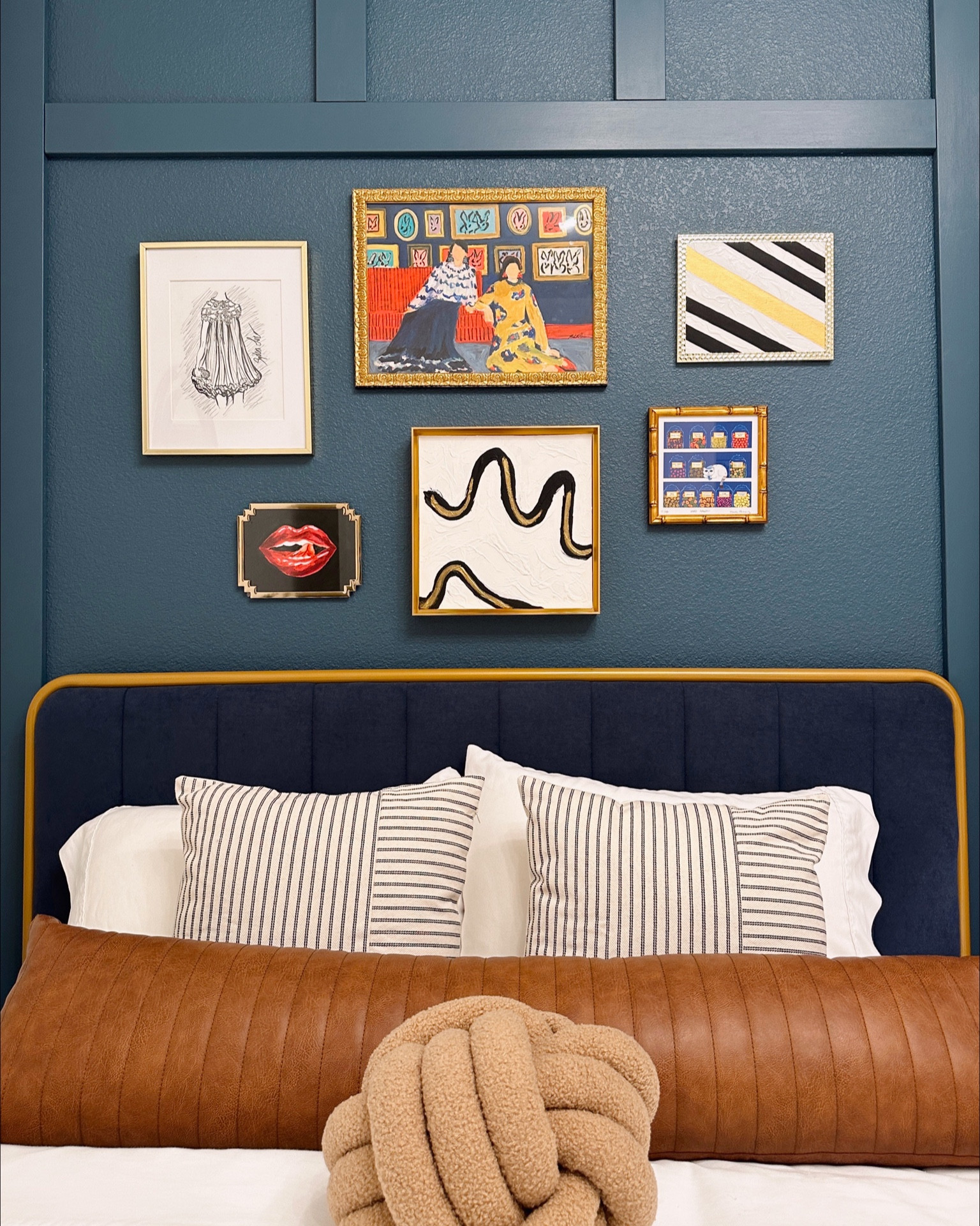 A mid-century modern blue guestroom featuring gold, velvet, and leather accents | Wayfair | Target | Amazon | Etsy

#LTKstyletip #LTKunder50 #LTKhome