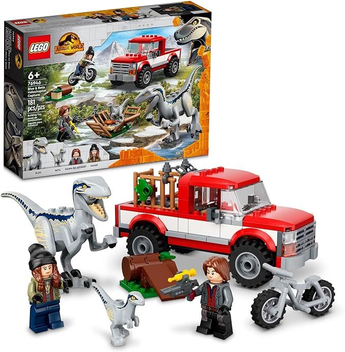 LEGO Jurassic World Dominion Blue & Beta Velociraptor Capture 76946 Building Toy Set for Kids, Bo... | Amazon (US)