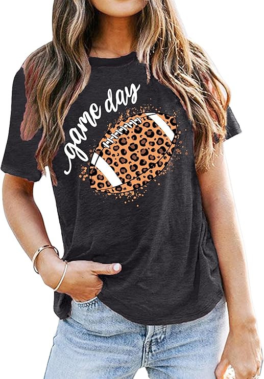 Game Day T Shirt Women Sunday Football Season Tee Vintage Bleached Shirt Letter Print Short Sleev... | Amazon (US)