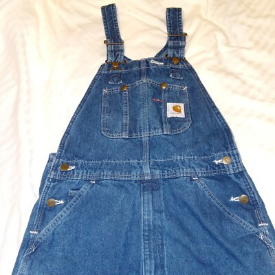 Carhartt Overalls Bibs Mens 30x34 Work Denim Dark Wash R07 DST | eBay US