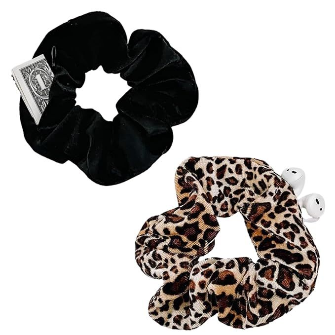 SCRMROIA Zipper Scrunchies, Pocket Scrunchie, Secret&Hidden, Velvet Hair Ties Bracelet, Compatibl... | Amazon (US)