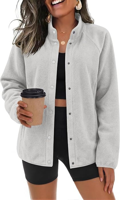 Zeagoo Fleece Jackets for Women Fall Clothe Button Winter Coat with Pockets | Amazon (US)