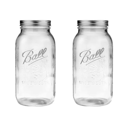 Ball - 64oz Wide Mouth Mason Jars with Lids & Bands 2-Pack Half Gallon Mason Jars Clear Glass for Kitchen Storage & Canning for Herbs, Jelly, Jams, and Spices | Amazon (US)