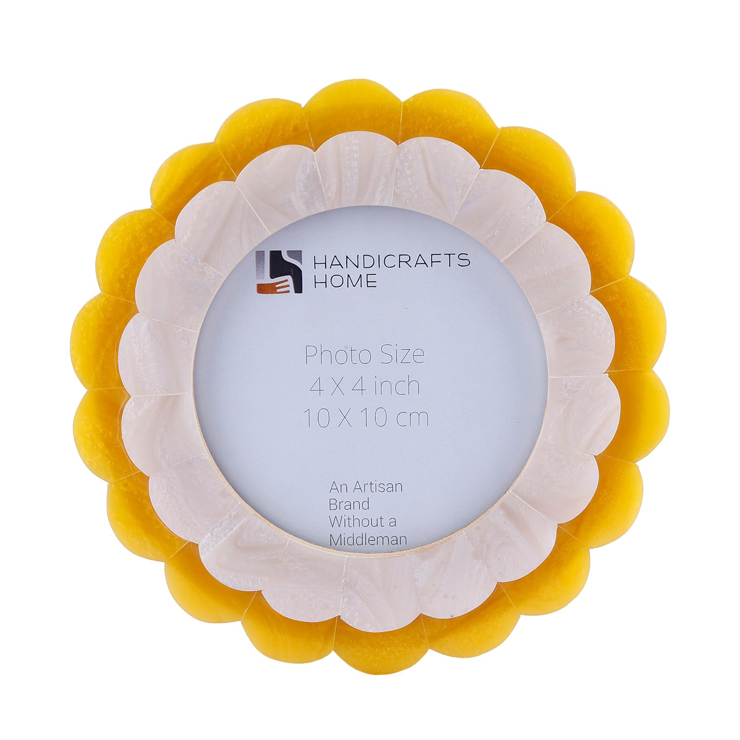 Handicrafts Home Photo Picture Frame - 4" x 4", Round Handmade Gift Photo Frames - Brown & White | Amazon (US)