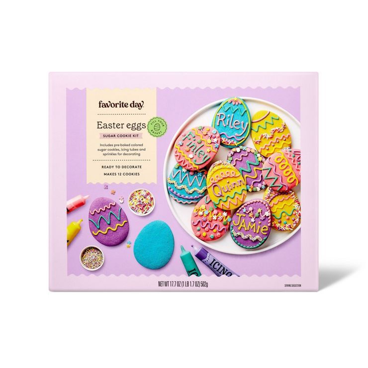 Easter Egg Shaped Sugar Cookie Decorating Kit - 9.68oz/12ct - Favorite Day™ | Target