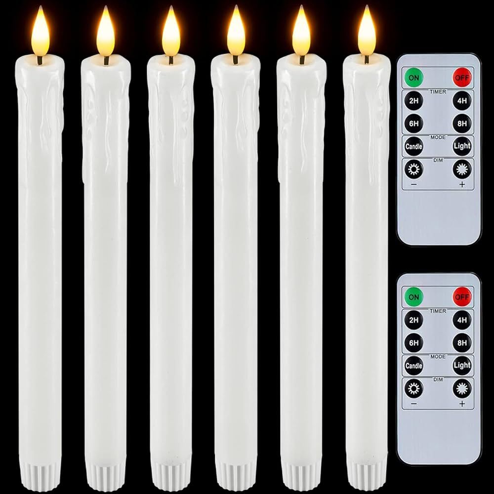 Homemory Real Wax LED Flameless Taper Candles with Timer, Dripless Battery Operated Window Candle... | Amazon (US)