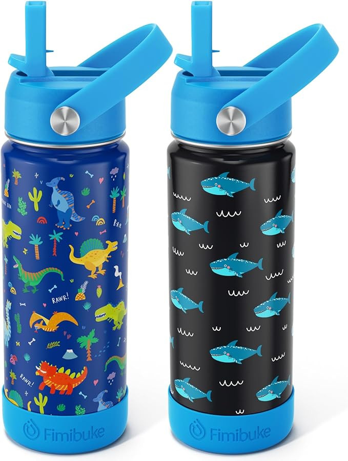 Fimibuke Kids Insulated Water Bottle - 18oz BPA-FREE Kids Cups with Straw Double Wall Vacuum Tumb... | Amazon (US)