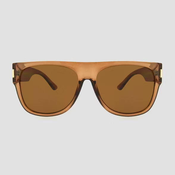 Women's Oversized Crystal Flat Top Square Sunglasses - A New Day™ Brown | Target