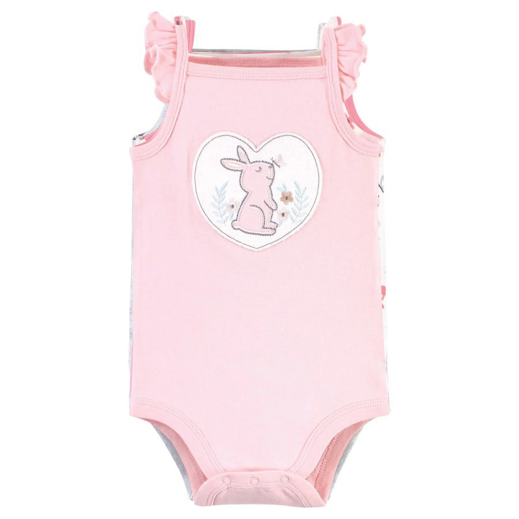 Hudson Baby Infant Girl Cotton Sleeveless Bodysuits, Sweet Bunny, 3-6 Months | Walmart (US)