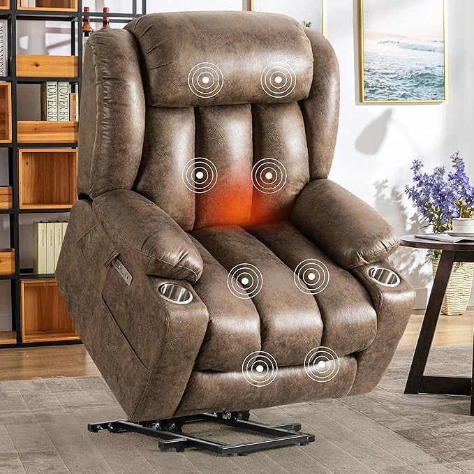 CDCASA Oversized Power Lift Recliner Chair with Massage and Heat for Elderly, Overstuffed Wide Re... | Amazon (US)