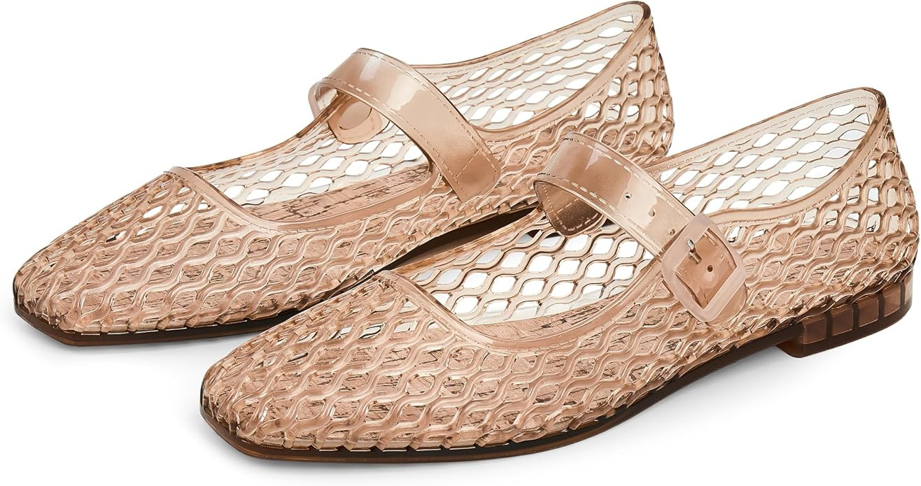 DOEYG Jelly Mary Ballet Flats for Women Jelly Sandals Shoes Women Beach Jellies Mary Jane Flats B... | Amazon (US)