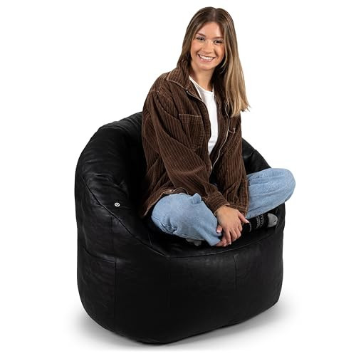 Big Joe Milano Beanbag Chair with Vibe Black Montana Leather | Amazon (US)