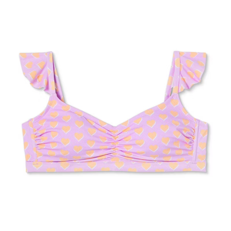 Women's Flutter Strap Heart Print Bralette Bikini Top - Stoney Clover Lane x Target Lavender/Oran... | Target