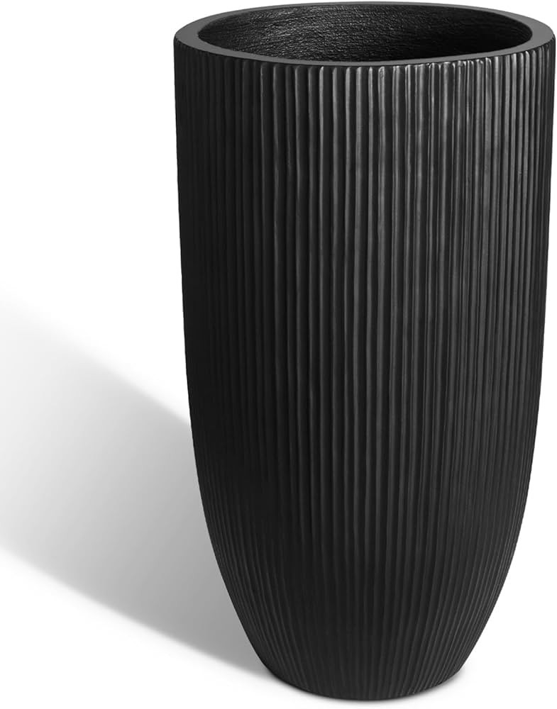 Concrete Vertical Planter Outdoor Indoor, Large Tall Cement Plant Pots for Trees Flowers (Black, ... | Amazon (US)