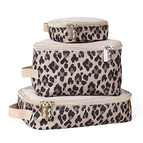 Itzy Ritzy Packing Cubes For Travel – Set of 3 Packing Cubes or Travel Organizers; Each Cube Features a Mesh Top, Double Zippers and a Fabric Handle (Leopard) | Amazon (US)