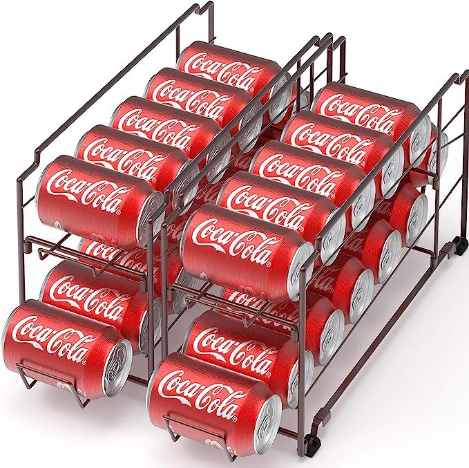 2 Pack - Stackable Beverage Soda Can Dispenser Organizer Rack, Bronze | Amazon (US)