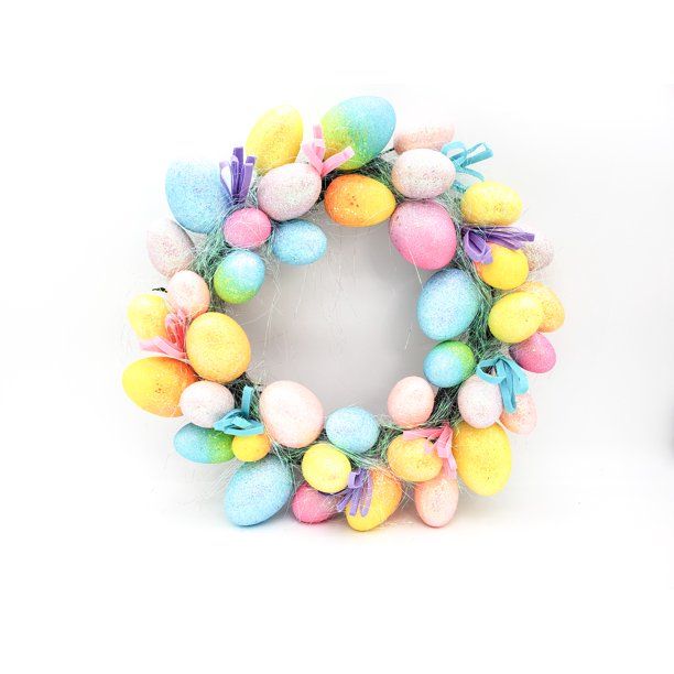Way to Celebrate 18" Dia Easter Bright Glittered Egg Wreath | Walmart (US)
