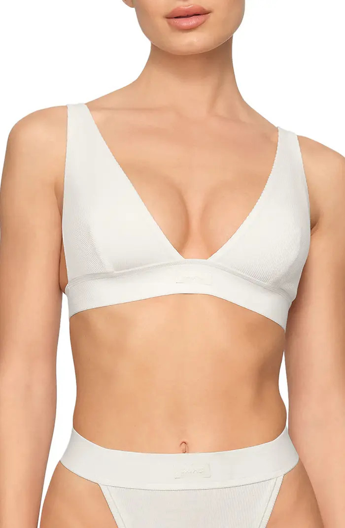 Cotton Rib Plunge Bralette | Nordstrom