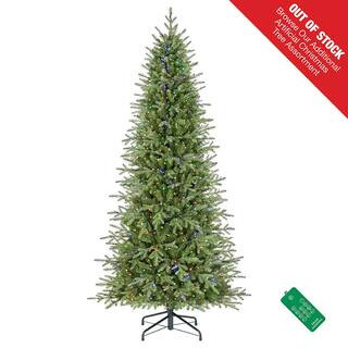 7.5 ft. Pre-Lit LED Grand Duchess Twinkling Fir Slim Artificial Christmas Tree T26 | The Home Depot