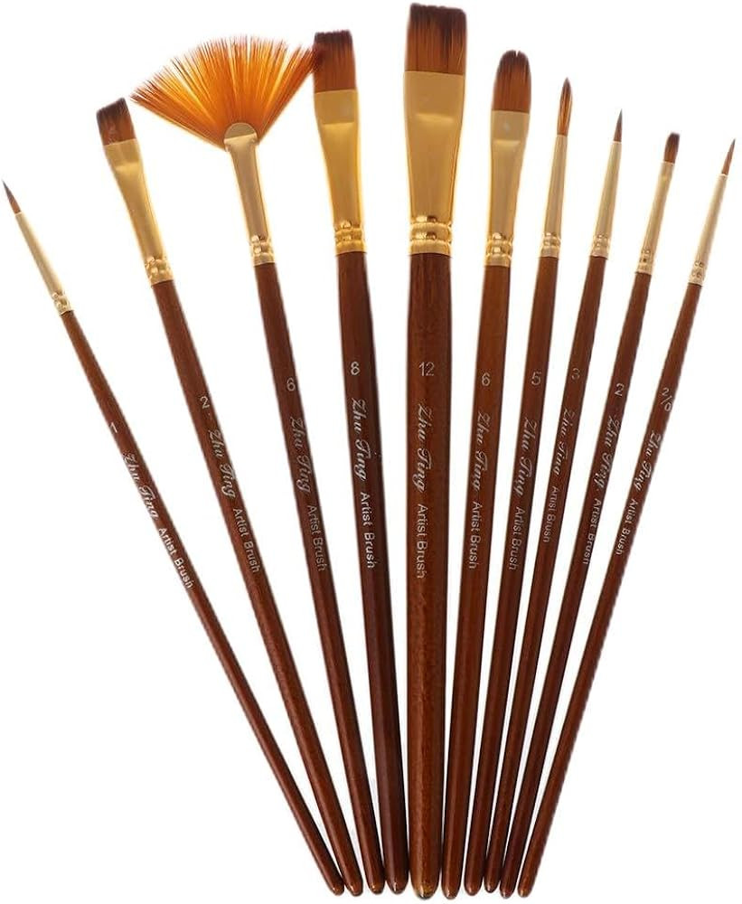 PAR 10Pcs Watercolor Paint Brushes Set Nylon Hair Painting Brush Variety Style Oil Acrylic Art Dr... | Amazon (US)