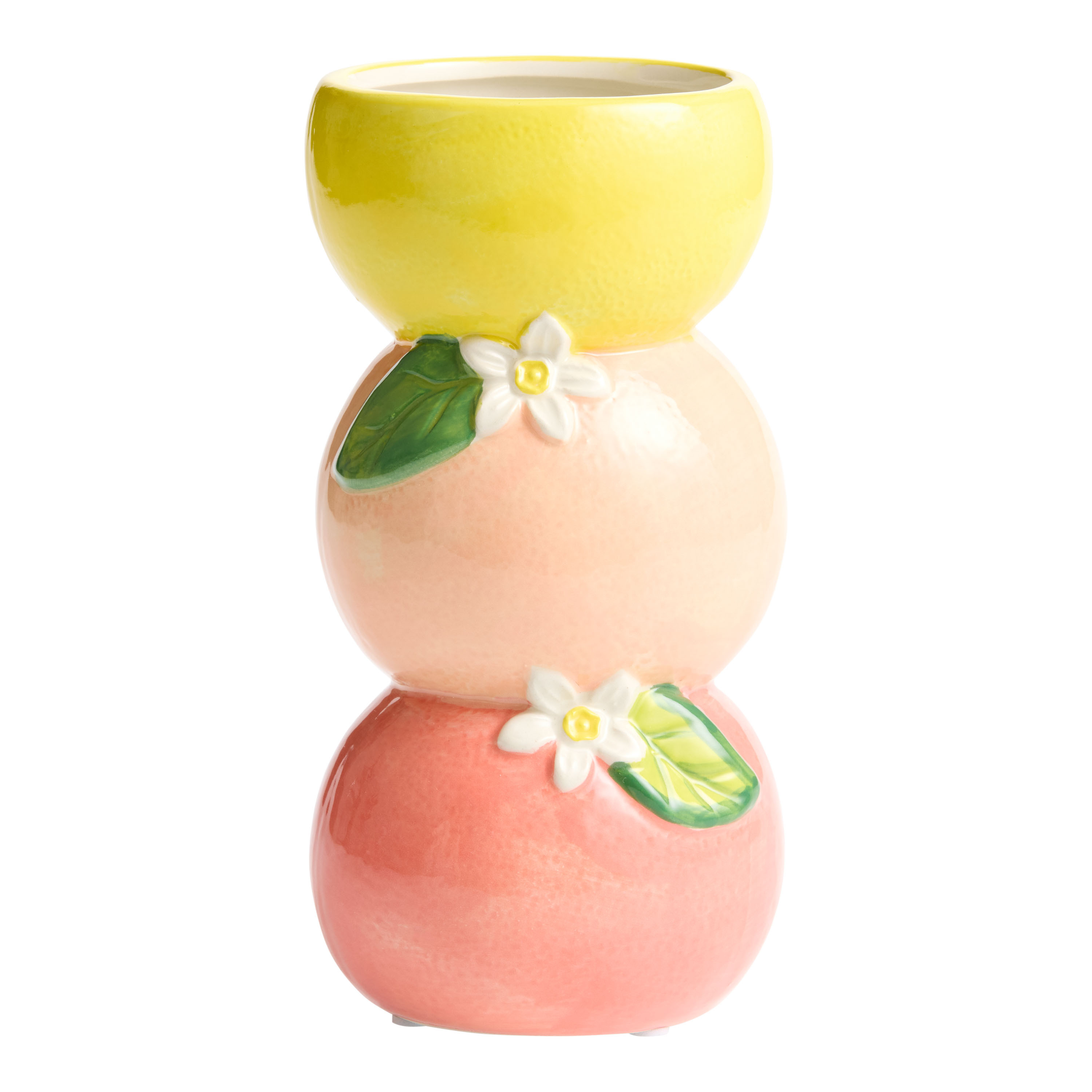 Pink and Yellow Ceramic Stacked Citrus Vase | World Market