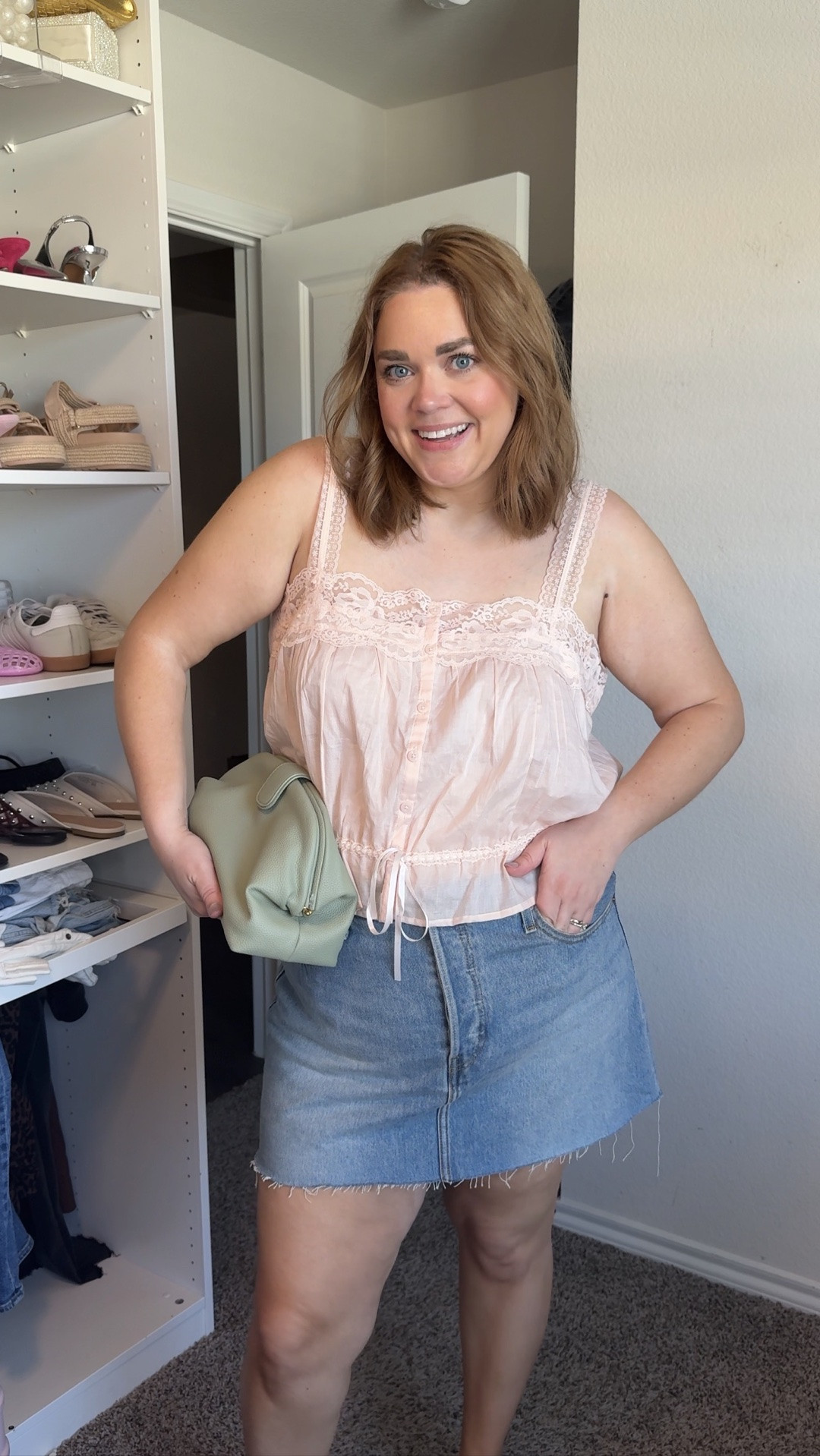 Mid size plus size cotton outfit wearing 34 in denim mini skirt and xl in top but it’s a little big

#LTKootd #LTKPlusSize #LTKMidsize