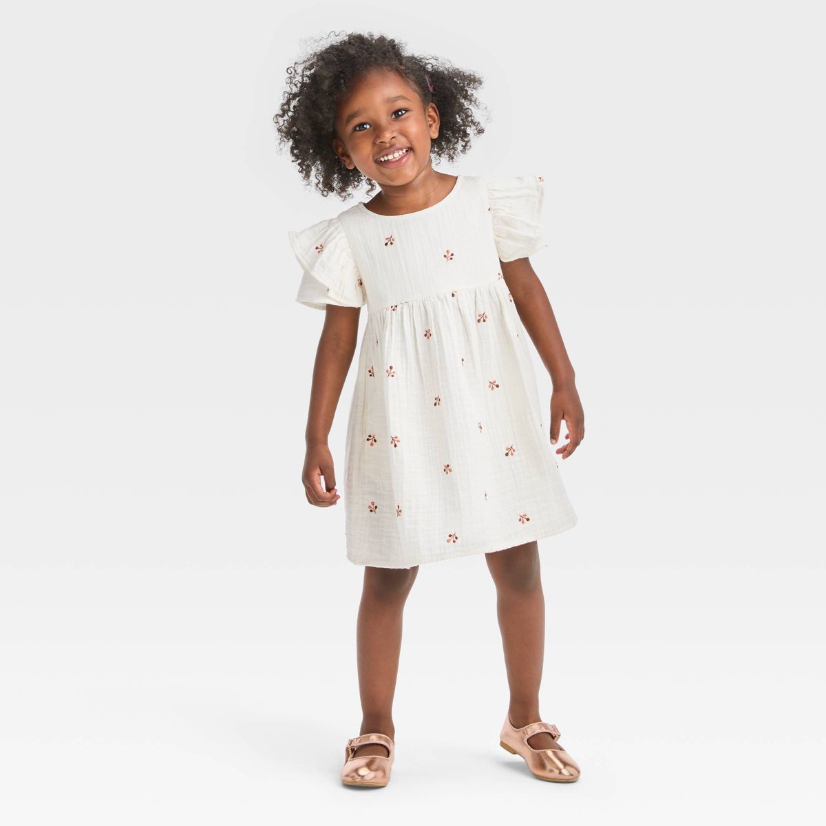Toddler Girls' Embroidered Dress - Cat & Jack™ Cream | Target