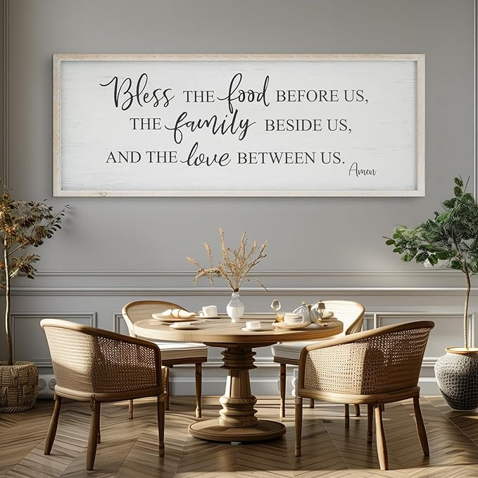 Bless The Food Before Us Home Decor Wall Sign For Family Kitchen Farmhouse Dining Room Vintage Ru... | Amazon (US)