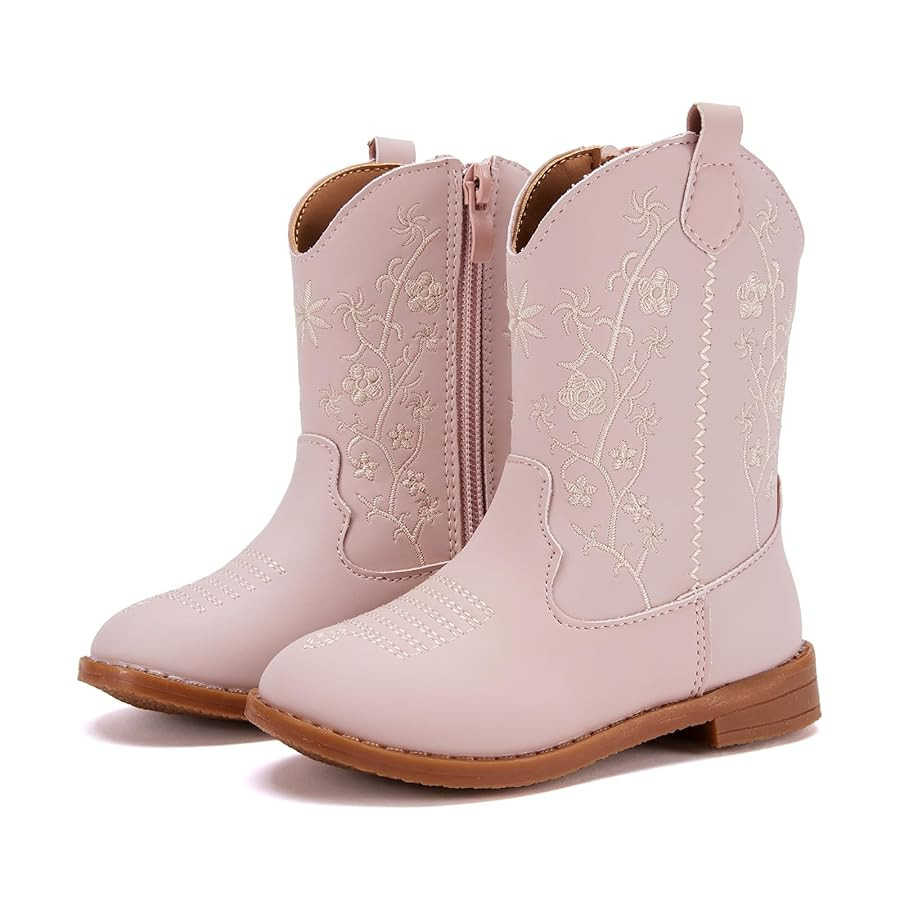 BMCiTYBM Toddler Girls Cowboy Cowgirl Boots Little Kids Pointed Toe Western Boots Mid Calf Side Z... | Amazon (US)