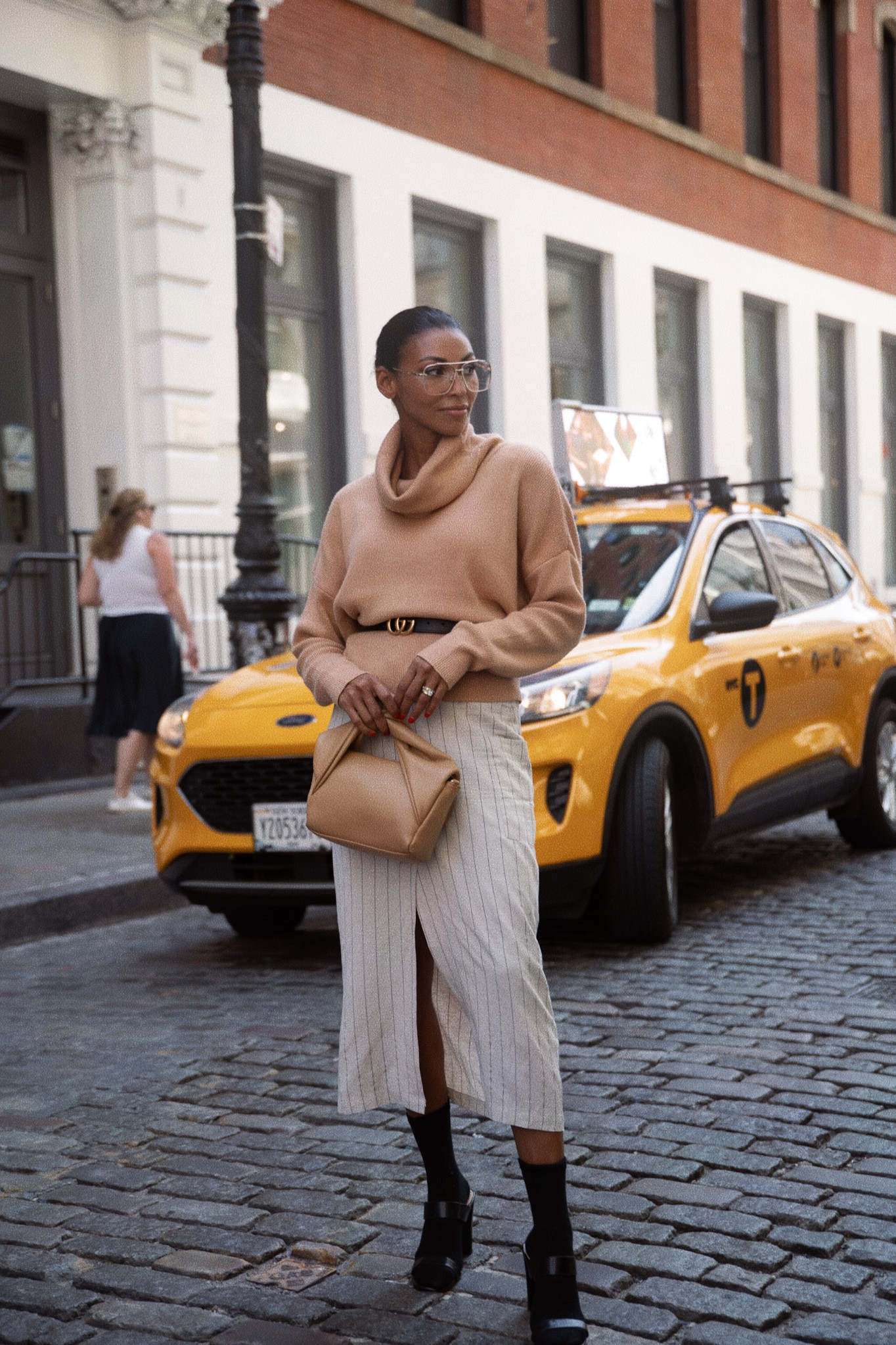 Fall outfit, skirt, sweater, sandals with socks, gucci belt 

#LTKshoecrush #LTKstyletip #LTKover40