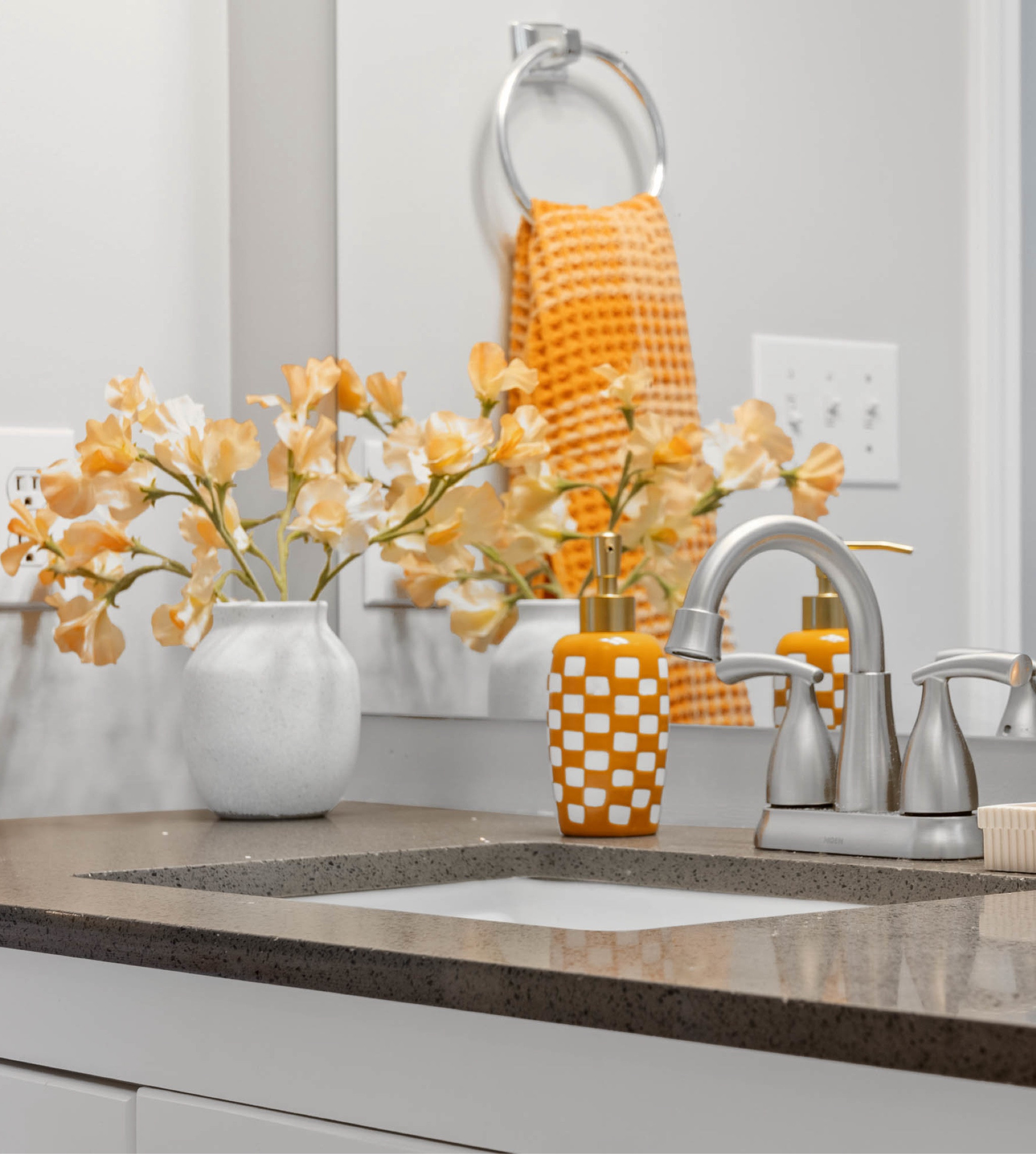 Pops of colour everywhere 🧡

We transformed this drab bathroom into a sunny and cozy colourful moment! 

#bathroomreno #bathroomredo #bathroomdecor #funbathroom 

#LTKFindsUnder100 #LTKSeasonal
