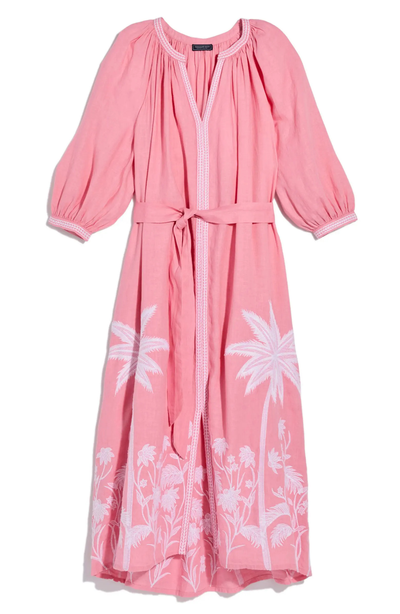 vineyard vines Embroidered Linen Cover-Up Midi Dress | Nordstrom | Nordstrom