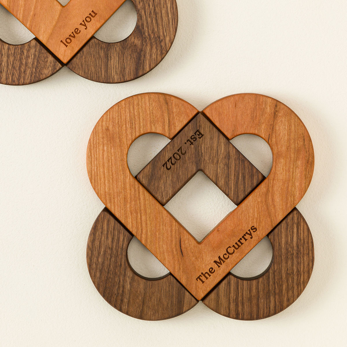 Personalized Interlocking Hearts Trivet Set | UncommonGoods