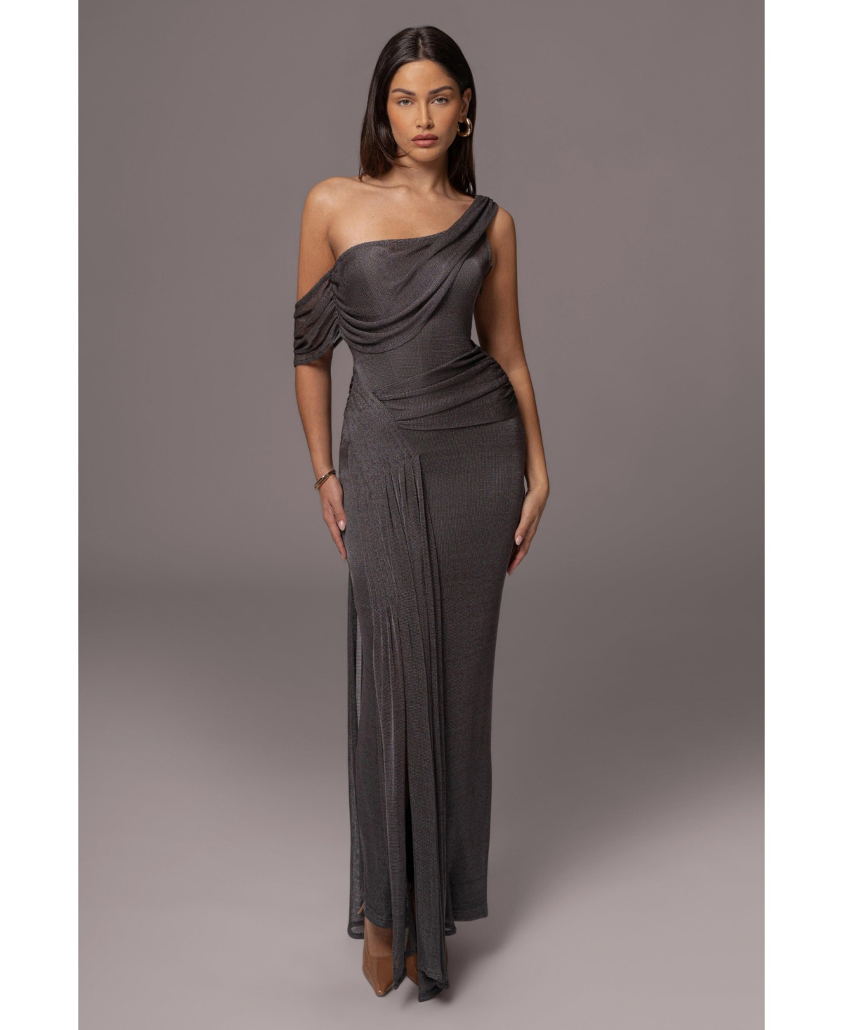 Jluxlabel Women's Draped Metallic Maxi Dress - Gray | Macy's