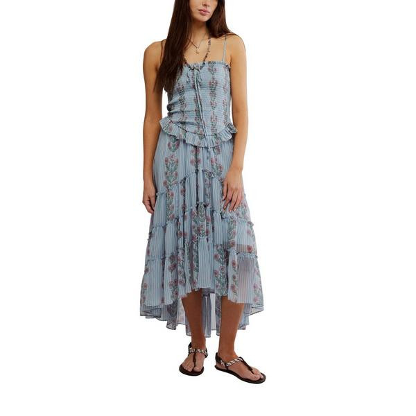 Women's Free People Alejandra Midi Dress Small Soft Blue Combo | Scheels Sports