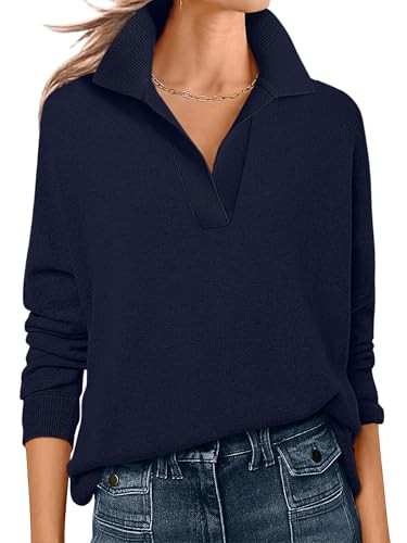 ANRABESS Women Polo V Neck Lightweight Fall Sweaters | Amazon (US)