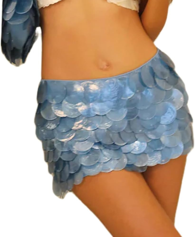Sequin Skirt for Women Sparkle Beaded Mini Skirt Night Out Party Club Sparkly Skirts Glitter Skir... | Amazon (US)