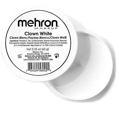 Mehron Makeup Clown White Professional Face Paint Cream Makeup | White Face Paint Makeup for Stage, Film, Cosplay, & Mime | Halloween Clown Makeup 2.25 oz (65g) | Amazon (US)