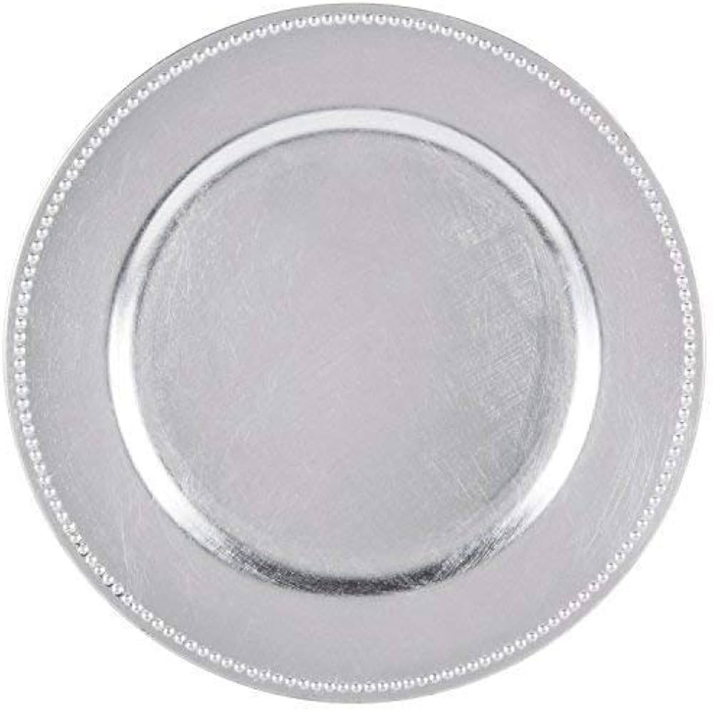 Tiger Chef 13-Inch Silver Metallic Charger Plates, Set of 2,4,6, 12 or 24 Dinner Chargers (24-Pac... | Amazon (US)