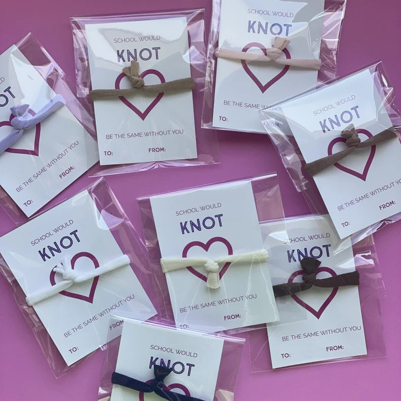 Valentine Hair Ties With Card Set of 10 Classroom Gif Valentine Class Gift - Etsy | Etsy (US)