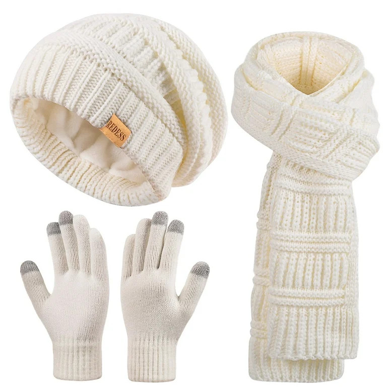 REDESS Women's Winter Slouchy Beanie Hat, Scarf & Glove Sets,White | Walmart (US)