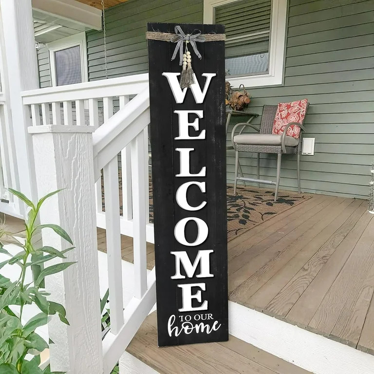 MODE HOME Solid Wood Farmhouse Welcome Sign for Front Porch, 47x10 Inch Large Farmhouse Style Rus... | Walmart (US)